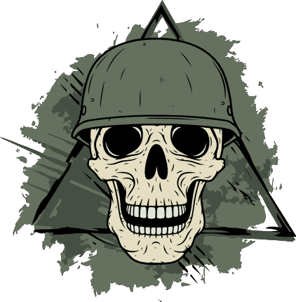 Skull with Helmet, triangle frame, paint splash effect Free SVG File for Members – Military Skull Clipart