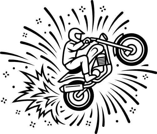 Motorcycle Stunt Rider Free SVG File - Cool biker doing wheelie jump clipart image