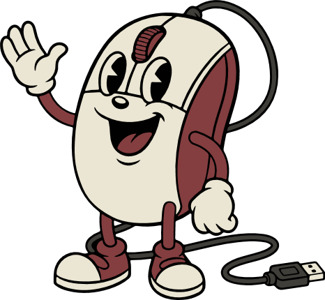 Smiling Computer Mouse Mascot Free SVG File for Members – Cartoon Mouse character clipart