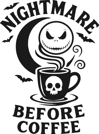 Nightmare Before Coffee Free SVG File for Members – Funny mug or cup design