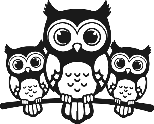 Cute Owl Family sitting on a tree branch Free SVG File for Members – owl clipart