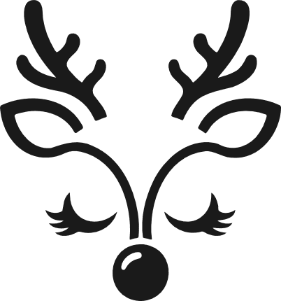 Closed eyes reindeer face Free SVG File – Christmas reindeer clipart