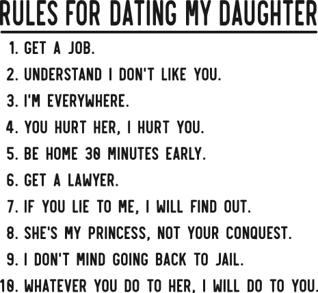 Rules For Dating My Daughter, get a job, i'm everywhere Free SVG File for Members – Funny Dad Quote
