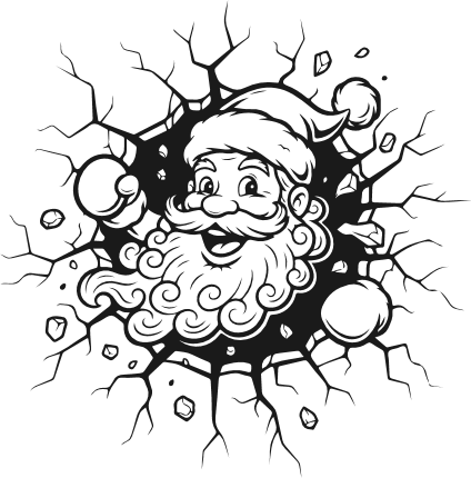 Jolly Santa Claus Smashing wall Free SVG File for Members – Christmas Santa clipart