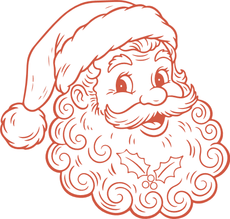 Santa Claus smiling face Free SVG File – Christmas Decor, Santa head outline