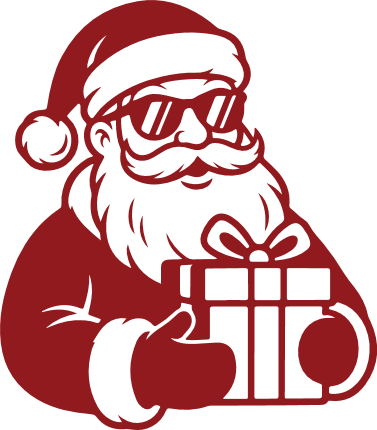 Santa holding a gift box Free SVG File – Christmas Decor, Santa Claus clipart