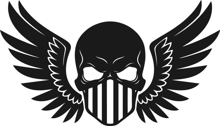 Skull With Wings silhouette Free SVG File – spooky skull clipart