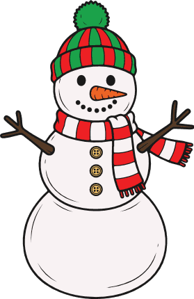 Snowman wearing a hat and scarf Free SVG File for Members - snowman clipart Image