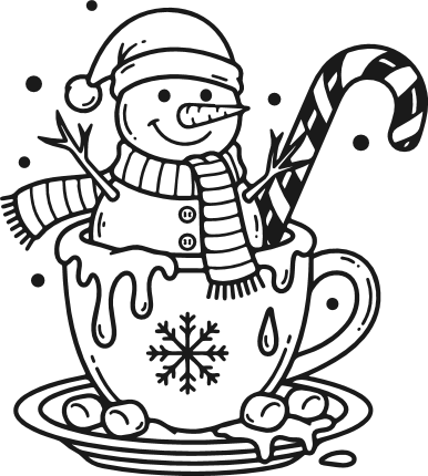 Snowman in Hot Cocoa mug Free SVG File for Members – Cozy Christmas Snowman clipart