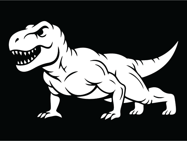 Muscular T-Rex dinosaur doing a plank Free SVG File for Members – Dino workout clipart