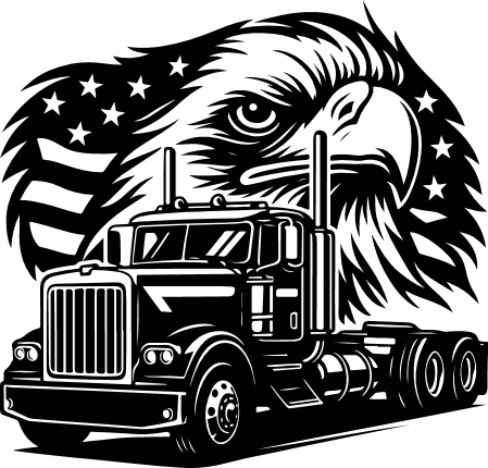 Semi-truck and American eagle background Free SVG File for Members – big rig clipart