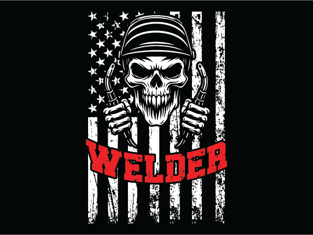 Welder Skull and American Flag Free SVG File for Members – Welding Worker tshirt design