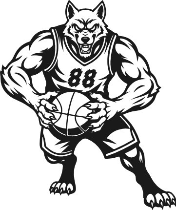 Fierce Basketball Wolf Player Free SVG File for Members – Wolf Basketball Mascot clipart