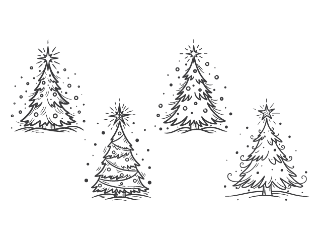 Hand-drawn Christmas Tree Free SVG File Bundle for Members – Christmas tree clipart