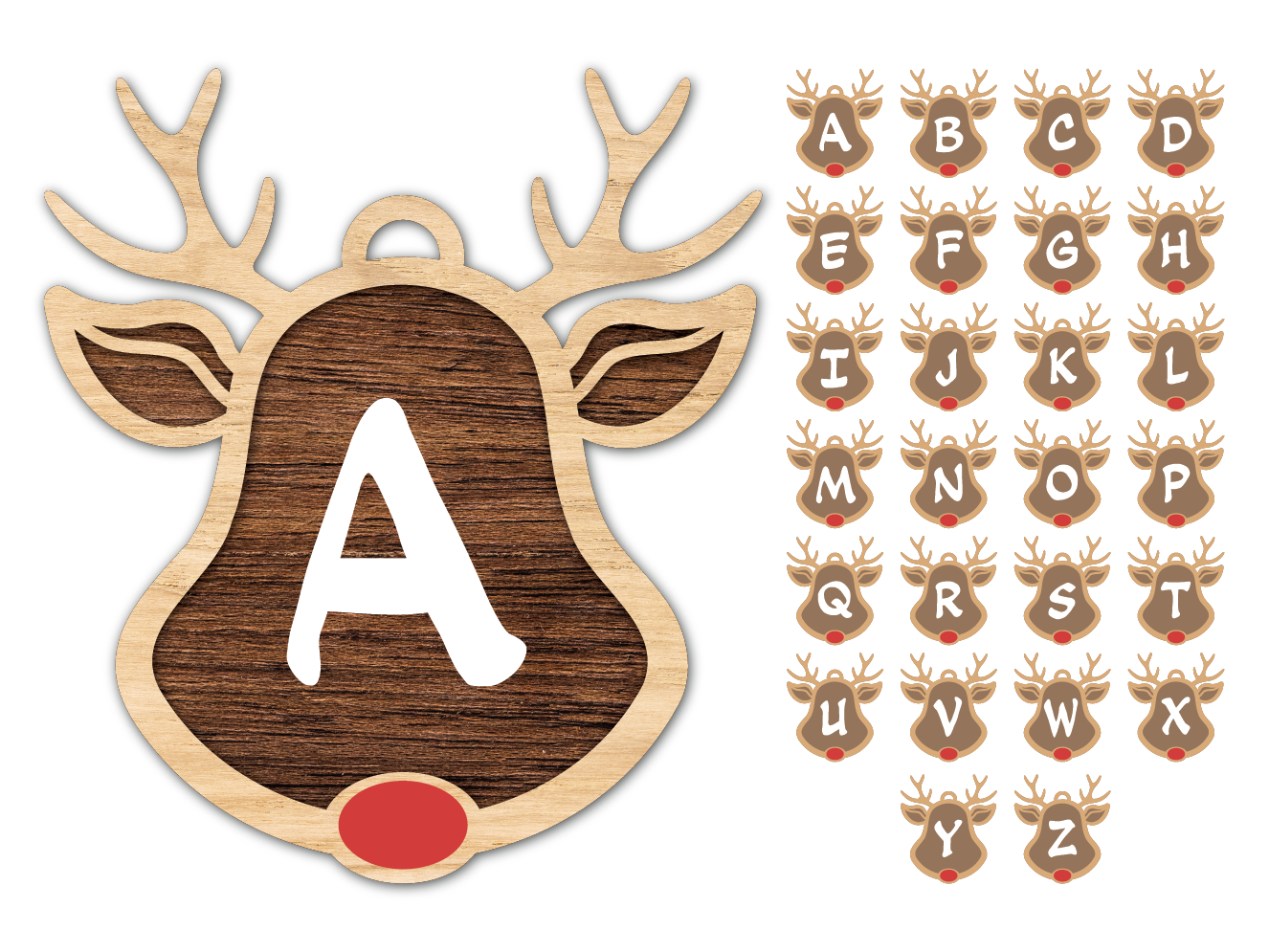 Reindeer Initial ornament Free SVG File for Members – Personalized Name Christmas design