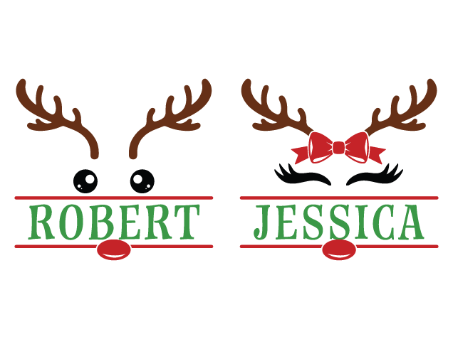 Cute Reindeer face monogram frame Free SVG File for Members – Personalized Christmas design