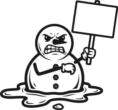 Angry Melting Snowman holding a blank sign Free SVG File – winter snowman clipart