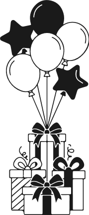 Gift Boxes with Balloons Free SVG File – birthday celebration clipart image