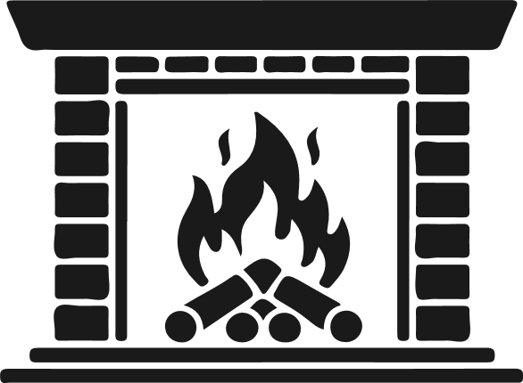 Brick Fireplace silhouette Free SVG File for Members – Cozy Winter Hearth with Burning Logs clipart