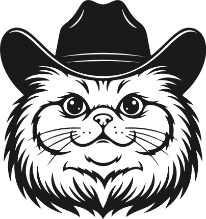 Cat Head with Cowboy hat Free SVG File for Members – Western Kitty clipart image