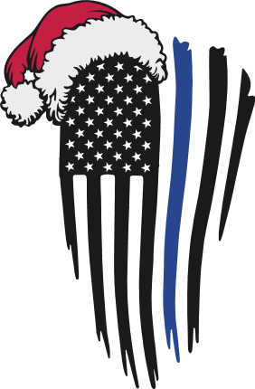 American Flag with thin blue line and Santa hat Free SVG File for Members – Christmas police flag clipart
