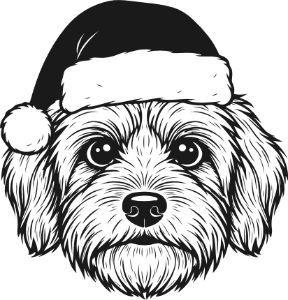 Dog head with a santa hat Free SVG File – Christmas dog clipart image