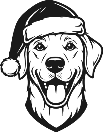 Dog head wearing a santa hat Free SVG File – Christmas dog clipart image