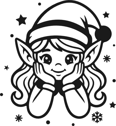 Adorable Santa hat elf girl Free SVG File for Members – Christmas elf clipart image