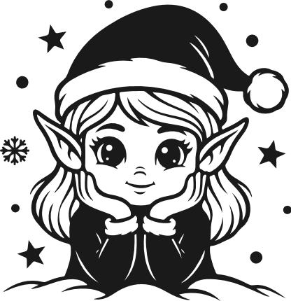 Cute Christmas Elf Girl Free SVG File for Members – Santa hat elf clipart