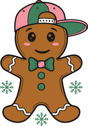 Cute Gingerbread man with a cap Free SVG File for Members – Christmas Cookie Character clipart