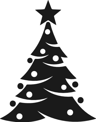 Christmas Decorative Tree silhouette with star Free SVG File – Christmas tree clipart