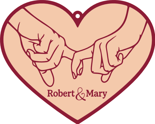 Heart Ornament with Couple Holding Hands Free SVG File for Members – Personalized couple name design