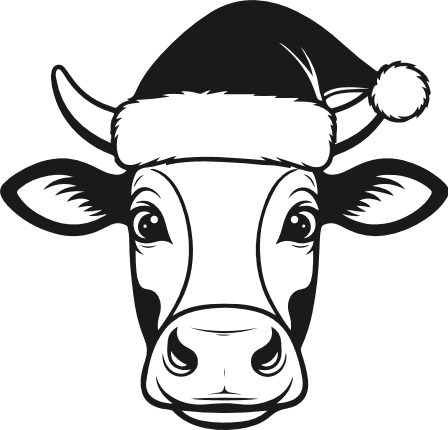 Cow Head With a Santa Hat Free SVG File – Christmas cow clipart image