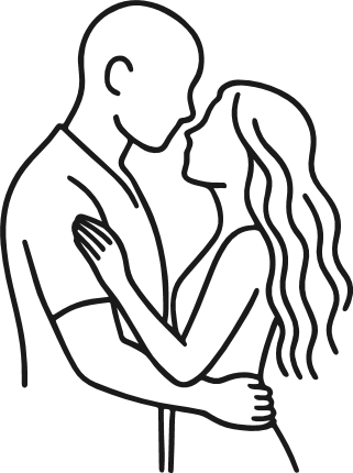 Minimalist couple hugging outline Free SVG File – romantic couple clipart image