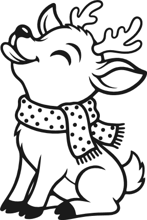 Cute deer wearing a scarf Free SVG File – winter reindeer clipart