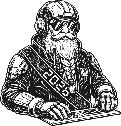 Cyberpunk Santa 2026 Free SVG File for Members – Futuristic Santa, new year design