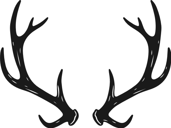 Reindeer Antlers silhouette Free SVG File - hunting sticker, Antlers Clipart Image