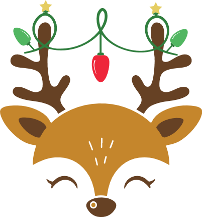 Cute deer face with Christmas lights Free SVG File – Christmas deer clipart