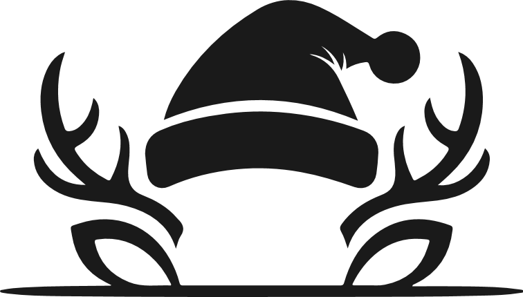 Minimalist Santa Hat Deer peeking silhouette Free SVG File – Christmas deer clipart