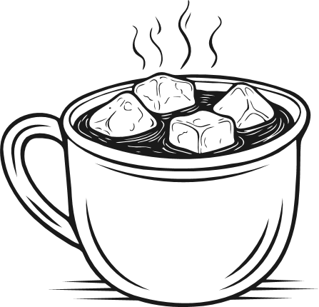 Hot Cocoa Mug with marshmallows Free SVG File – cozy winter marshmallow drink clipart