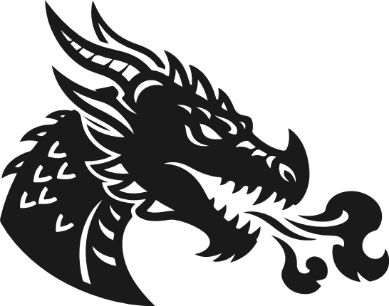 Dragon Head silhouette Free SVG File for Members – fierce tribal dragon breathing fire clipart