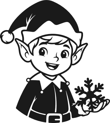 Cute Christmas Elf holding a snowflake Free SVG File – Santa hat elf clipart image