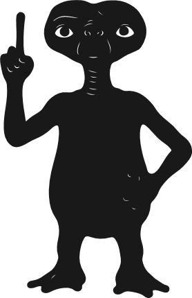 Extra Terrestrial with Pointing Gesture Silhouette Free SVG File – alien clipart