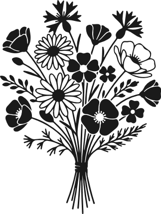 Decorative Wildflower Bouquet Free SVG File for Members – Botanical Floral clipart