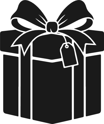 Gift Box silhouette Free SVG File – Present with Bow and Tag clipart image