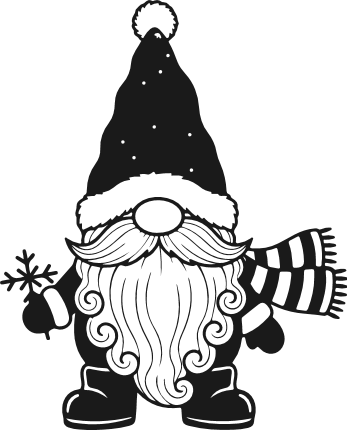 Gnome with Santa hat, scarf, snowflake Free SVG File for Members – Christmas gnome clipart