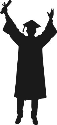 Graduate Cheering Pose, Holding Diploma Silhouette Free SVG File – Graduation clipart image