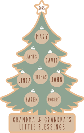 Grandma & Grandpa’s Little Blessings Free SVG File for Members – Personalized Names Christmas tree design