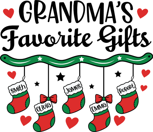 Grandma’s Favorite Gifts Free SVG File – Personalized Names Christmas gift for grandma