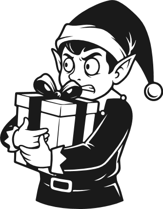 Grumpy Christmas Elf holding a gift Free SVG File for Members – Christmas clipart